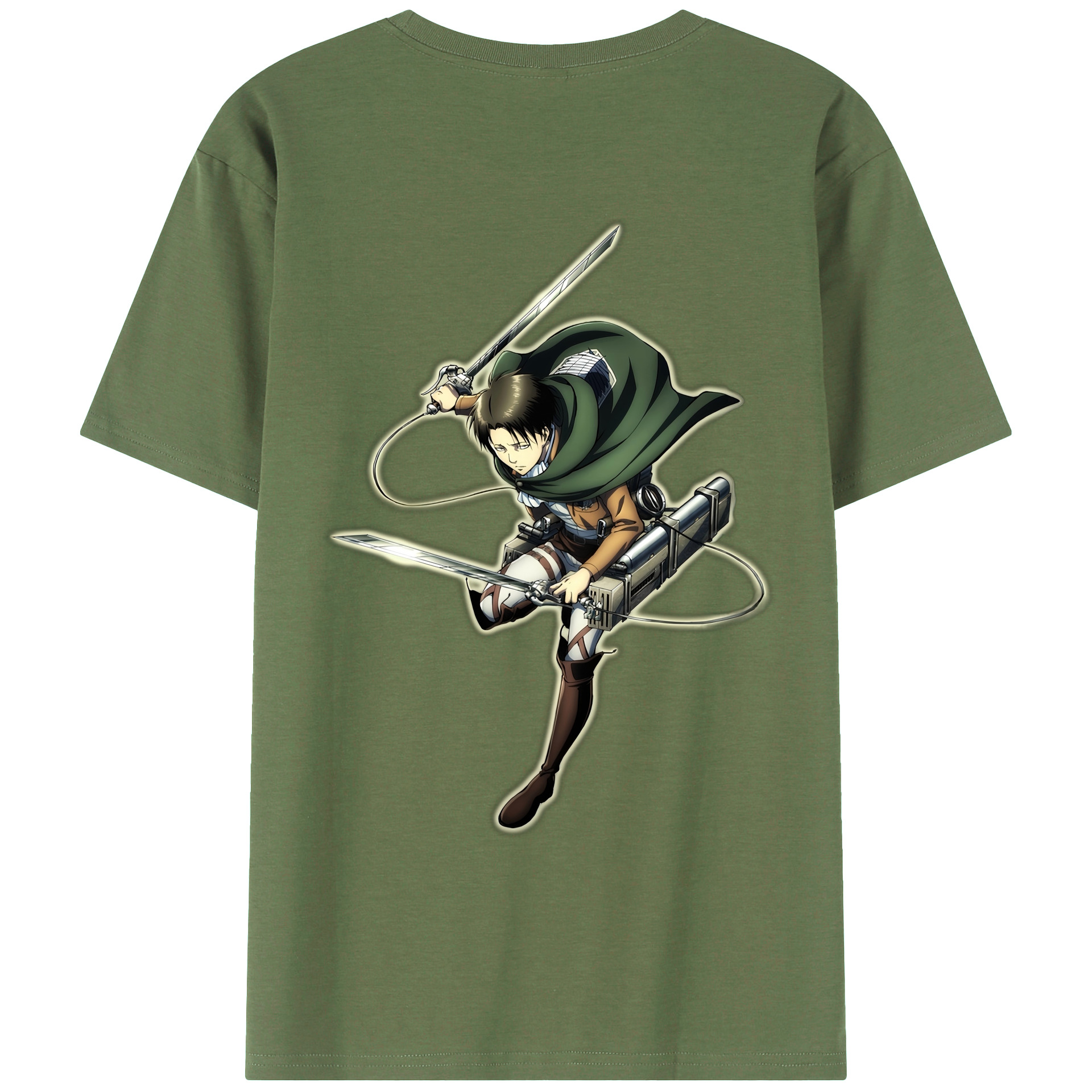 （画像用） 進撃の巨人 リヴァイ·アッカーマン Attack on Titan Levi Ackerman 綿100％ メンズ半袖Tシャツ（バックプリント） 通気性